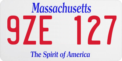 MA license plate 9ZE127