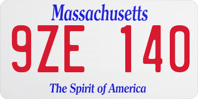 MA license plate 9ZE140