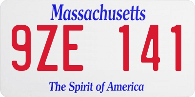 MA license plate 9ZE141