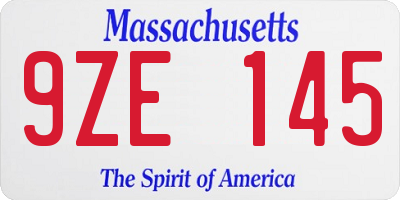 MA license plate 9ZE145