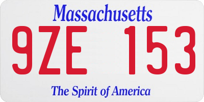 MA license plate 9ZE153