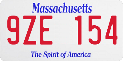 MA license plate 9ZE154