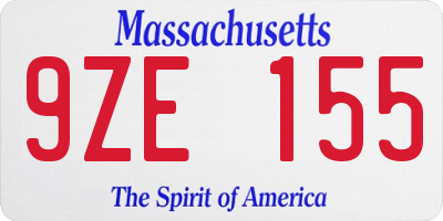 MA license plate 9ZE155