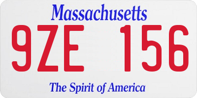 MA license plate 9ZE156