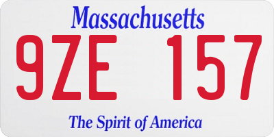 MA license plate 9ZE157