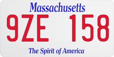 MA license plate 9ZE158