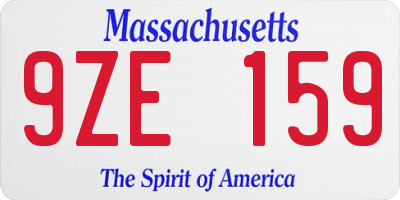 MA license plate 9ZE159