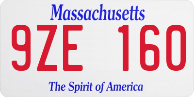 MA license plate 9ZE160