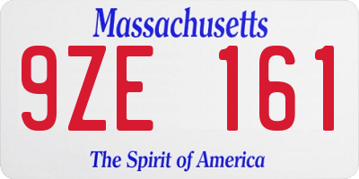 MA license plate 9ZE161