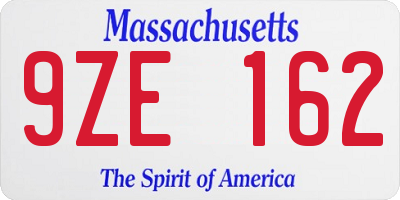 MA license plate 9ZE162