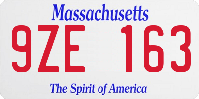 MA license plate 9ZE163