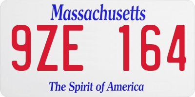 MA license plate 9ZE164