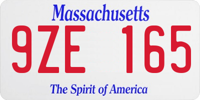MA license plate 9ZE165