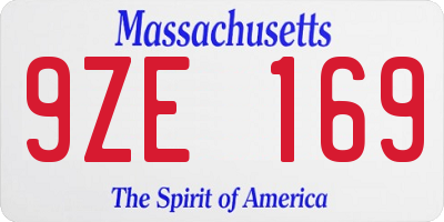 MA license plate 9ZE169