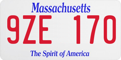 MA license plate 9ZE170