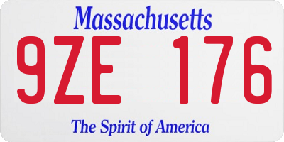 MA license plate 9ZE176