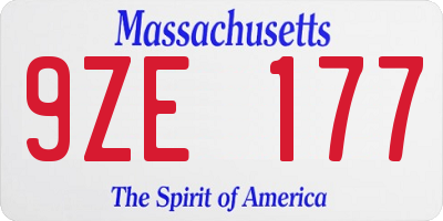 MA license plate 9ZE177