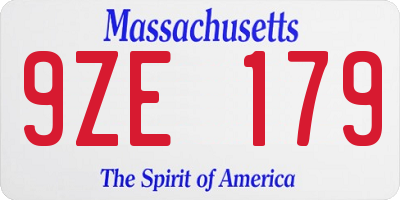 MA license plate 9ZE179