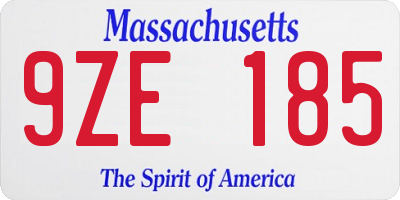 MA license plate 9ZE185