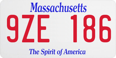 MA license plate 9ZE186