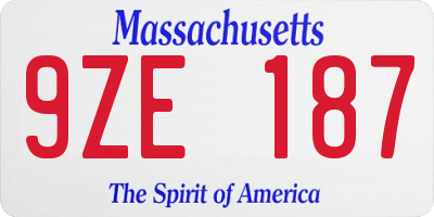 MA license plate 9ZE187