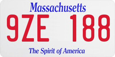 MA license plate 9ZE188