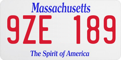 MA license plate 9ZE189