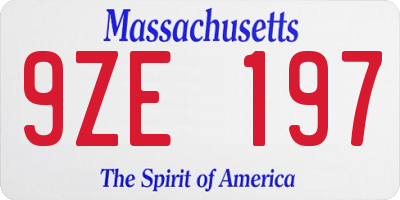 MA license plate 9ZE197