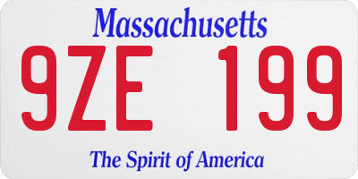 MA license plate 9ZE199
