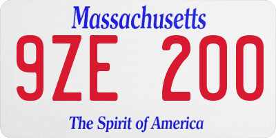 MA license plate 9ZE200