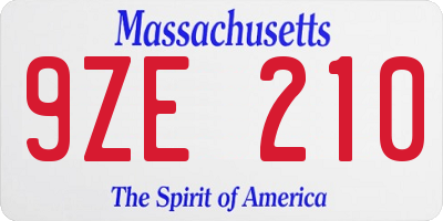 MA license plate 9ZE210