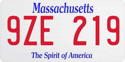 MA license plate 9ZE219