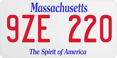 MA license plate 9ZE220