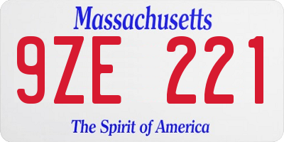 MA license plate 9ZE221