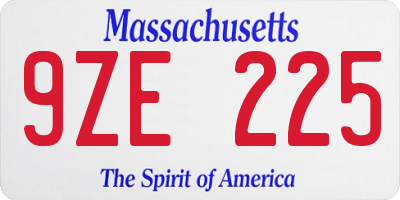 MA license plate 9ZE225