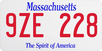 MA license plate 9ZE228