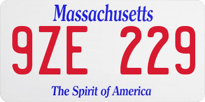 MA license plate 9ZE229