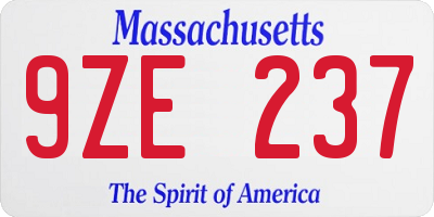 MA license plate 9ZE237