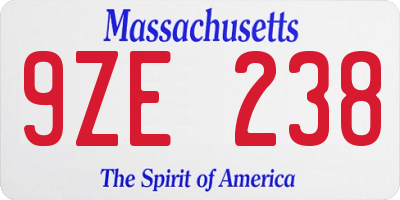 MA license plate 9ZE238