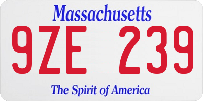 MA license plate 9ZE239
