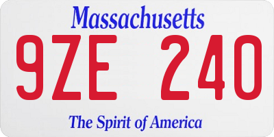 MA license plate 9ZE240