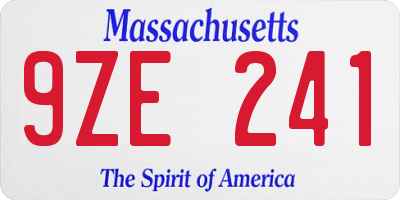 MA license plate 9ZE241