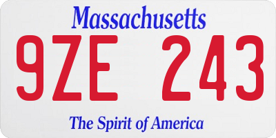 MA license plate 9ZE243
