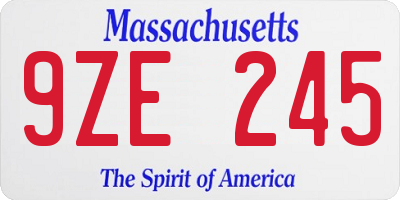 MA license plate 9ZE245