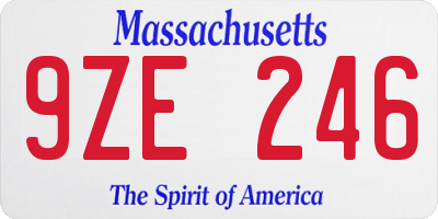 MA license plate 9ZE246