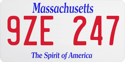 MA license plate 9ZE247