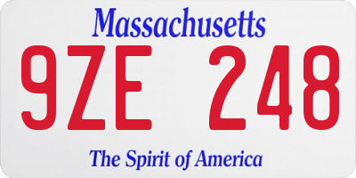 MA license plate 9ZE248