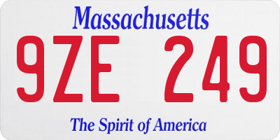 MA license plate 9ZE249