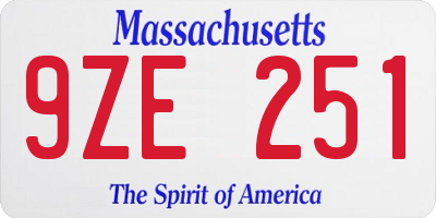 MA license plate 9ZE251