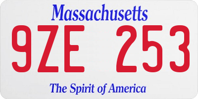 MA license plate 9ZE253